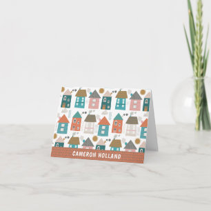 Cute Quirky Houses Personalised Stationery Note Card