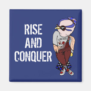 Cute Quirky Inspirational Bird: "Rise & Conquer!" Magnet