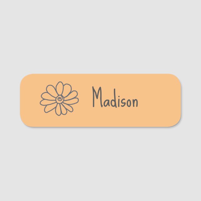 Cute,Quirky Orange Flower Name Tag (Front)