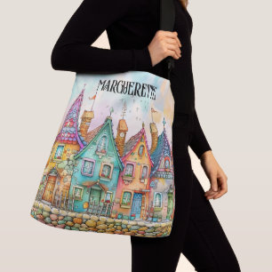 Cute Quirky ROW HOUSES - See Back - Tote
