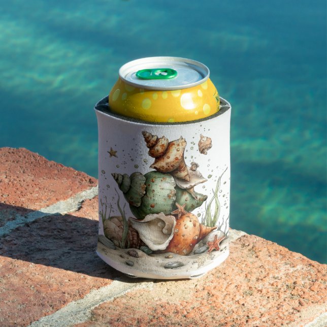 CUTE QUIRKY SUMMER TROPICAL SEASHELLS CAN COOLER (In Situ Pool)