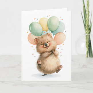 Cute Quokka Birthday Balloons Greeting Card
