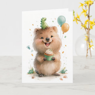 Cute Quokka Cupcake Birthday Greeting Card