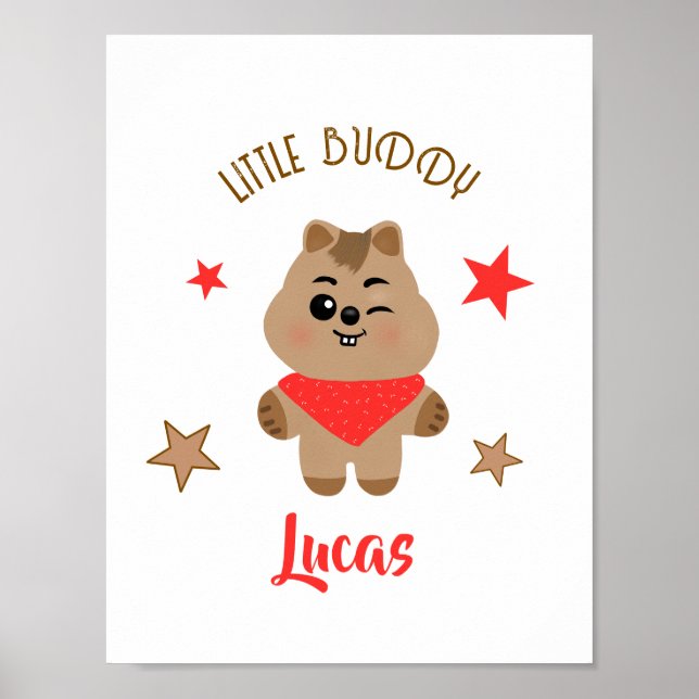 Cute Quokka Little Buddy Personalised Design Poster (Front)