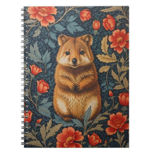 Cute Quokka William Morris Inspired Floral Notebook
