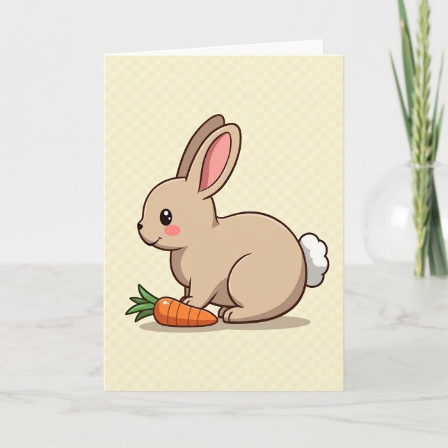 Cute Rabbit And Carrot Art Card (Front)