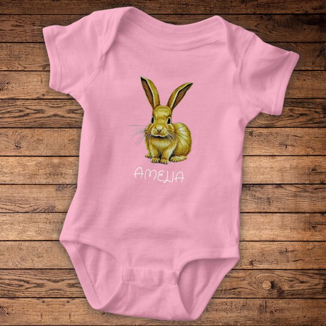 Cute Rabbit and Custom Name Baby Bodysuit (Creator Uploaded)