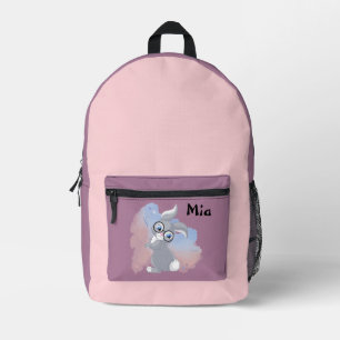 Cute Rabbit and Glasses Personalised Printed Backpack