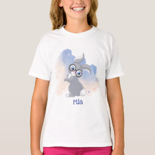 Cute Rabbit and Glasses Personalised T-Shirt