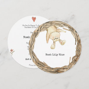 Cute Rabbit Animal Baby Girl Announcement Card