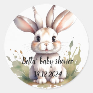 Cute Rabbit baby shower Classic Round Sticker