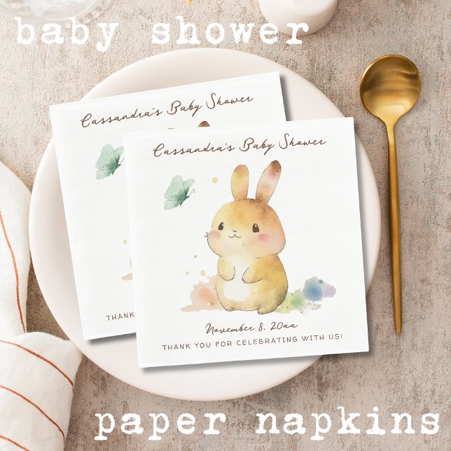 Cute Rabbit Baby Shower Napkin (Creator Uploaded)