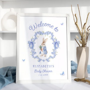 Cute Rabbit Baby Shower Welcome Poster