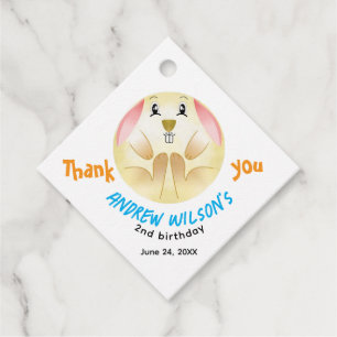 Cute Rabbit Ball Ready to Play Ball Party Animal Favour Tags