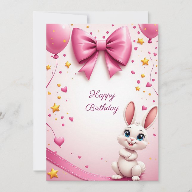 Cute Rabbit Birthday Celebration 🐰 Invitation (Front)