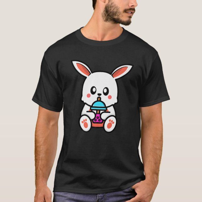 Cute Rabbit Boba Tea Kawaii Present Anime Rabbit L T-Shirt (Front)