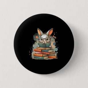 Cute Rabbit Book Lover Easter Gift Reading Bunny W 6 Cm Round Badge
