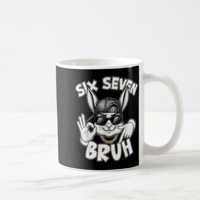 Cute rabbit bunny 67 funny six seven gen meme coffee mug (Right)