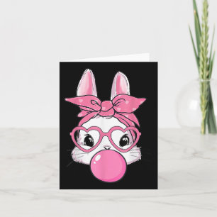 Cute Rabbit Bunny Blowing Bubble Gum Easter Day Card