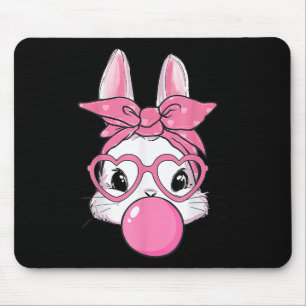 Cute Rabbit Bunny Blowing Bubble Gum Easter Day Mouse Pad