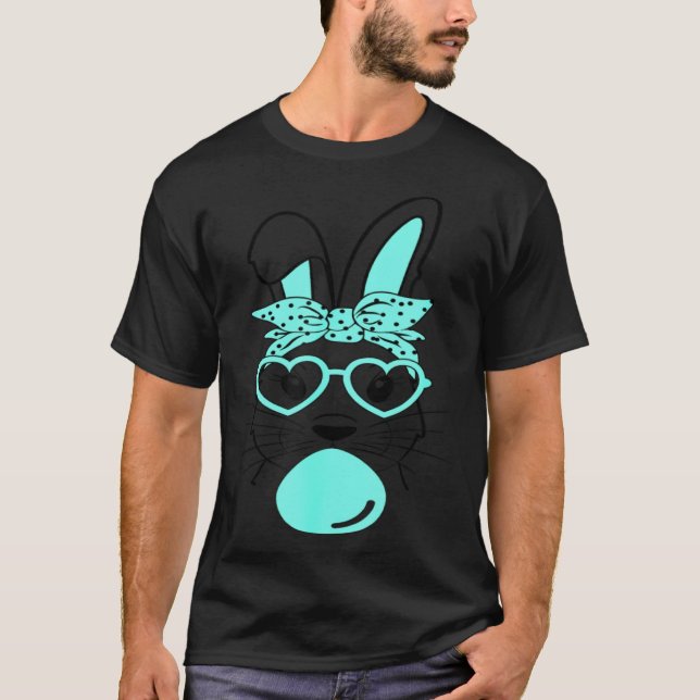 Cute Rabbit Bunny Blowing Bubble Gum Easter Day T-Shirt (Front)