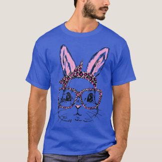 Cute Rabbit Bunny Face Leopard Glasses Headband Ea T-Shirt