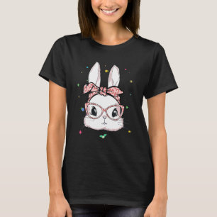 Cute Rabbit Bunny Face Leopard Glasses Headband Ea T-Shirt