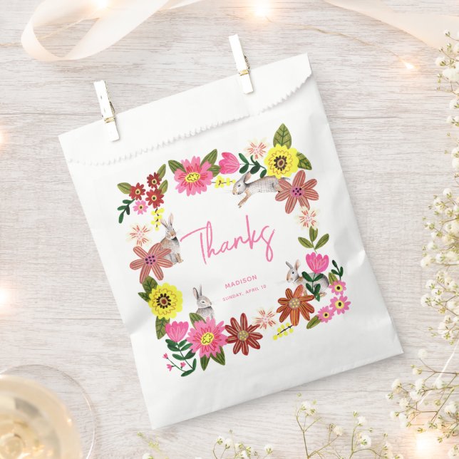 Cute Rabbit Bunny Girl Baby Shower Invitation Favour Bags (Clipped)