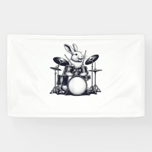 Cute Rabbit Bunny Playing Drums Rabbits Drummer Mu Banner