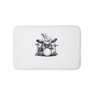 Cute Rabbit Bunny Playing Drums Rabbits Drummer Mu Bath Mat