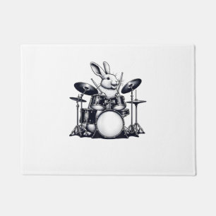Cute Rabbit Bunny Playing Drums Rabbits Drummer Mu Doormat