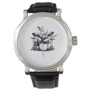 Cute Rabbit Bunny Playing Drums Rabbits Drummer Mu Watch