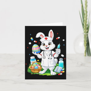 Cute Rabbit Bunny RN CNA ICU Easter Nurse Men Card