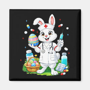 Cute Rabbit Bunny RN CNA ICU Easter Nurse Men Magnet