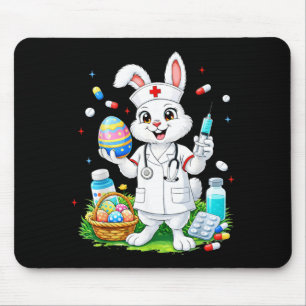 Cute Rabbit Bunny RN CNA ICU Easter Nurse Men Mouse Pad