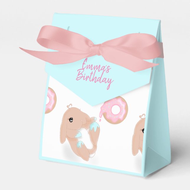 Cute Rabbit Cartoon Bunny Girls Birthday Party  Favour Box (Front Side)
