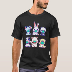 Cute Rabbit Cat Dog Koala Cow Panda Pets Face Mask T-Shirt