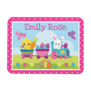 Cute Rabbit, Chick & Chocolate Eggs Train Easter Magnet