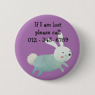 Cute rabbit, Child Emergency Contact 6 Cm Round Badge