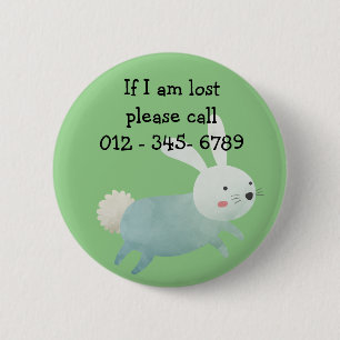 Cute rabbit, Child Emergency Contact 6 Cm Round Badge