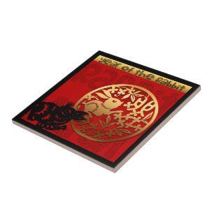 Cute Rabbit Chinese Year Zodiac Birthday Square CT Tile
