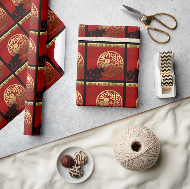 Cute Rabbit Chinese Year Zodiac Birthday WP1 Wrapping Paper (Crafts)