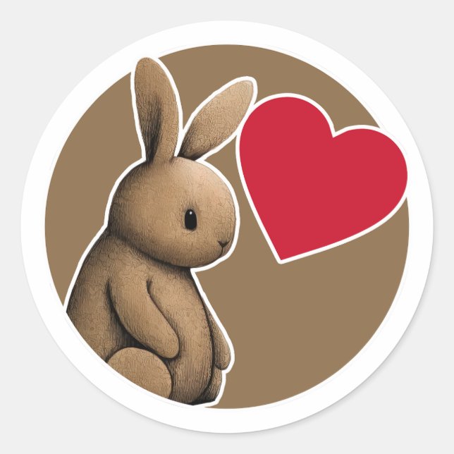 Cute Rabbit Classic Round Sticker (Front)