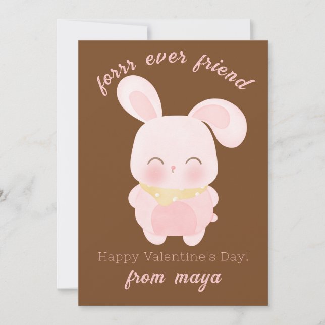 Cute rabbit Classroom Valentine card (Front)