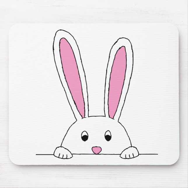 Cute Rabbit Clipart Peaking Cute Animals Bunny Art Mouse Pad (Front)