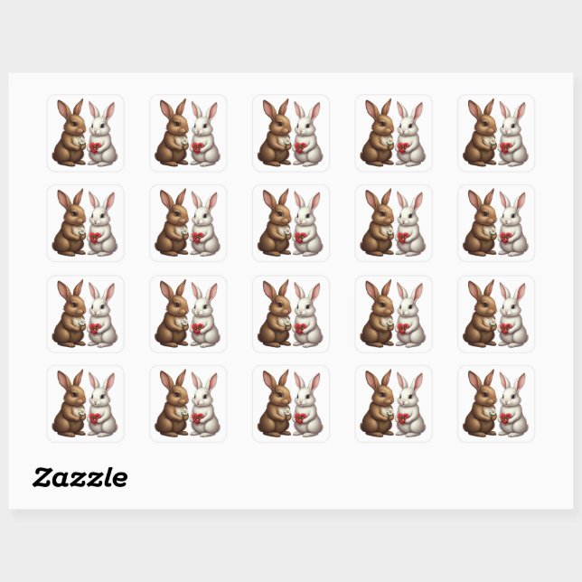 Cute Rabbit Couple – Love Bunny Sticker (Sheet)