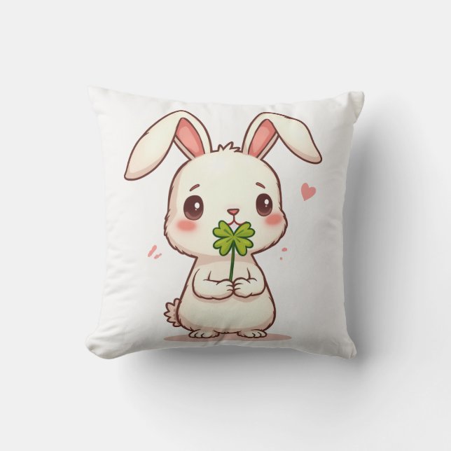 Cute rabbit cushion that brings good luck (Front)