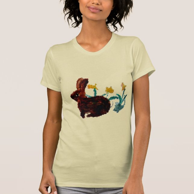 Cute Rabbit Daffodil Art T-Shirt (Front)