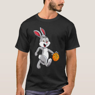 Cute Rabbit Dunking Basketball Boys Kids Happy Eas T-Shirt