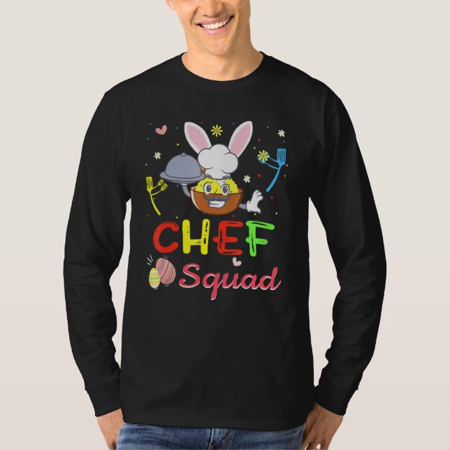 Cute Rabbit Easter Chef Squad Bunny Eggs Jobs T-Shirt (Front)